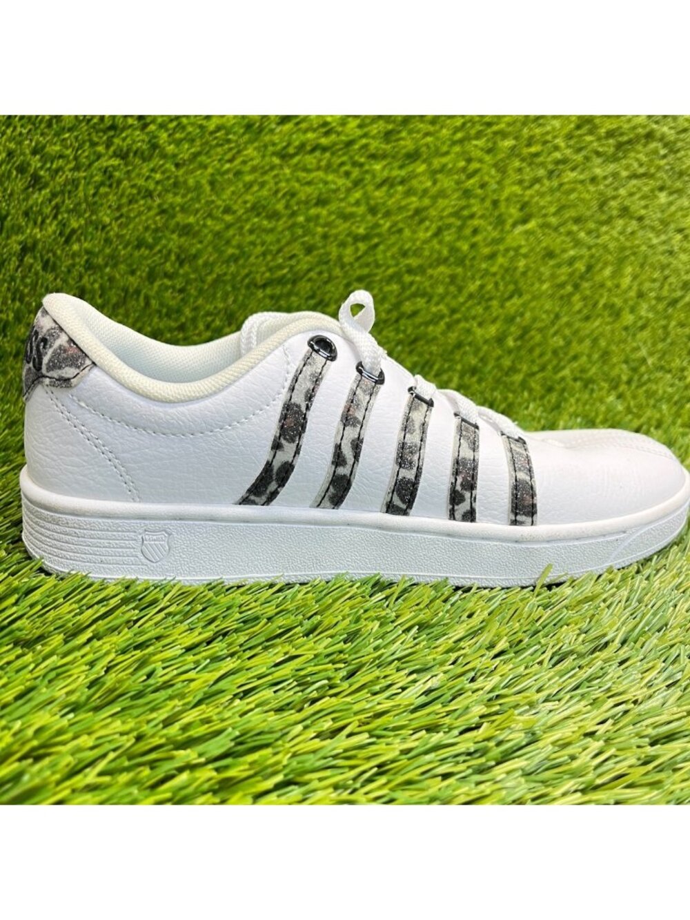 K-Swiss Court Pro II Leopard Womens Size 6.5 White Black Athletic Shoes Sneakers